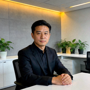 爱游戏体育官网创始人兼CEO张明远先生肖像照，背景为简约办公室，展现其沉稳、富有远见的领导者气质