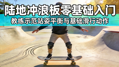 陆地冲浪板零基础入门科普短片封面 - 教练示范站姿平衡与基础滑行动作
