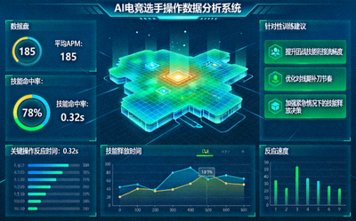 AI人工智能系统分析电竞选手操作数据并生成训练建议的可视化界面截图