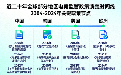 近二十年全球部分地区电竞监管政策演变时间线图表