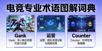 电竞专业术语图解词典 - 包含Gank、运营、Counter等词汇解释