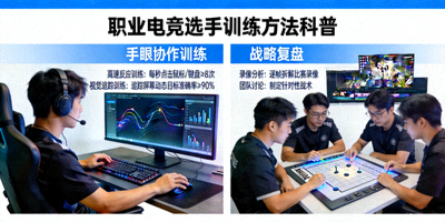 职业电竞选手训练方法科普图 - 展示手眼协调与战术复盘场景